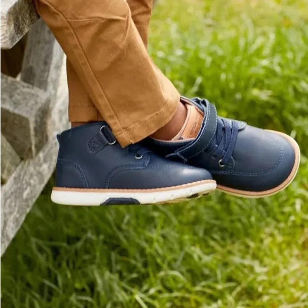 New Stride Rite Boys' Quinn SRT Leather Boots in Navy Toddler Size 9.5